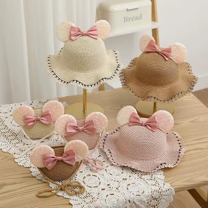 Ensemble chapeau et sac de paille pour filles