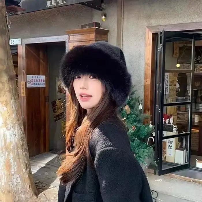 Chapeau moelleux en fausse fourrure pour femme