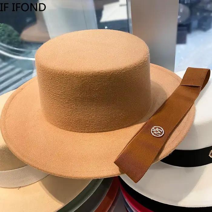 Fedora chapeaux pour femmes mode élégant melon robe casquettes Panama église mariage ruban bande chapeau hommes feutre