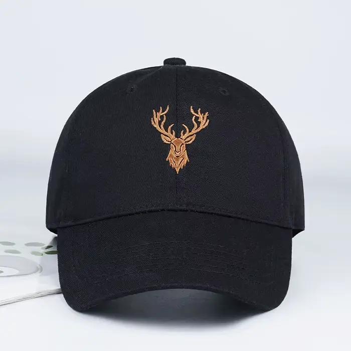 Casquette de baseball brodée tête de cerf doré