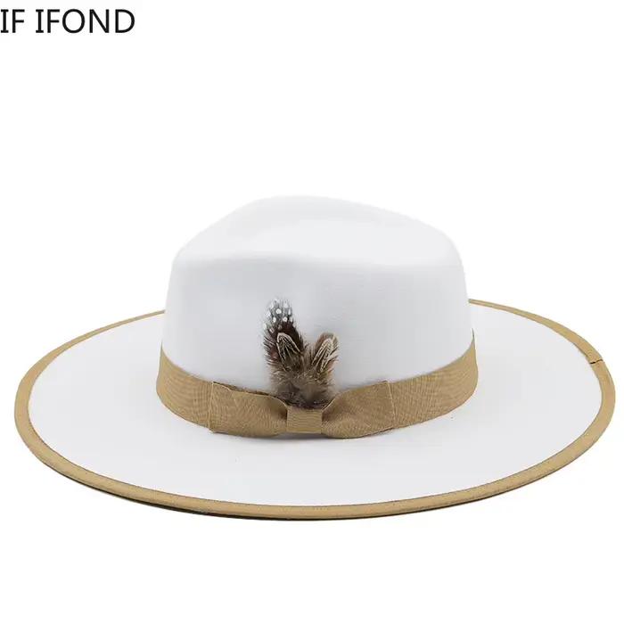 Chapeaux Fedora en feutre à bord large pour femmes