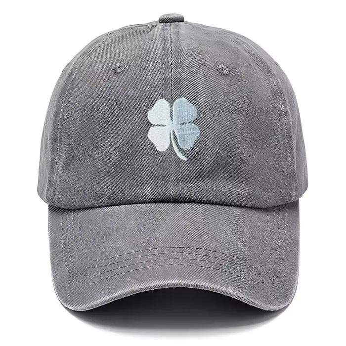 Casquette de Baseball en coton lavé avec broderie Lucky Clover