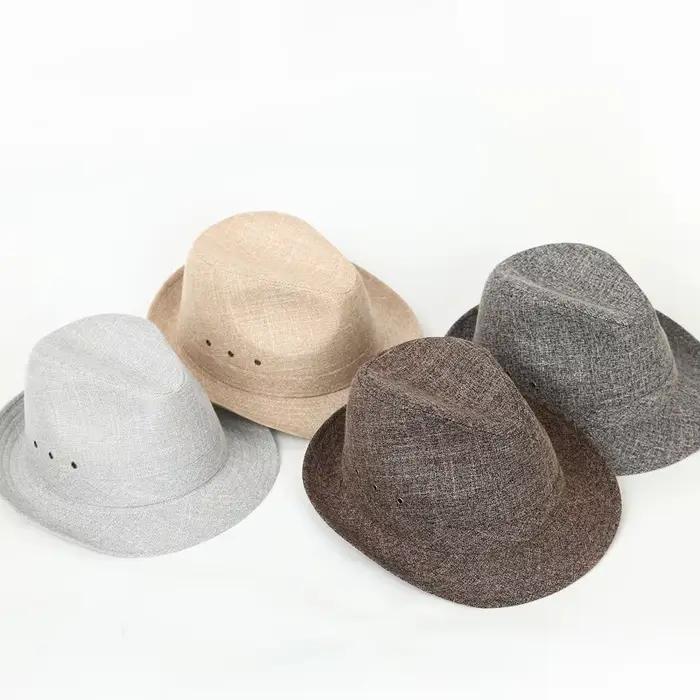 Chapeau fedora homme en lin et polyester pour adultes élégant et durable pour l'extérieur printemps automne
