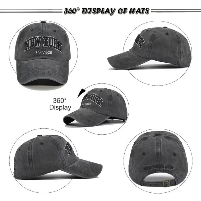 Casquette en coton délavé New York tendance pour hommes et femmes