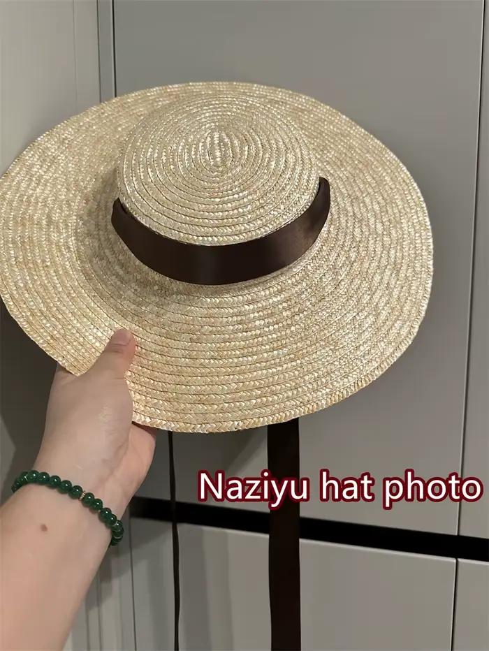 202606-shi Nouveauté Tendance : Chapeau de soleil chic en paille naturelle faite à la main pour femme