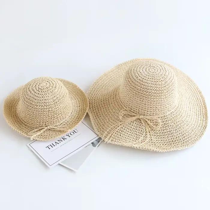 Chapeau de paille d'été Parent-enfant pour fille