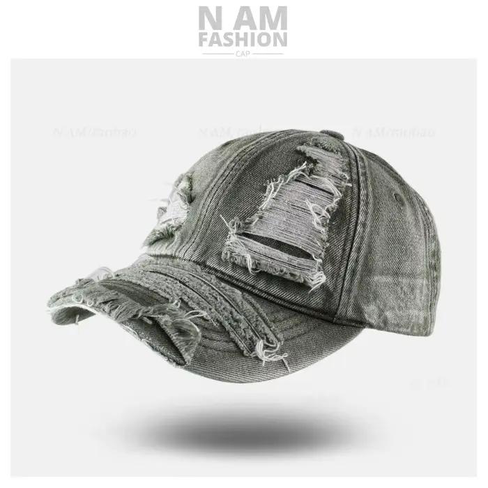 Casquettes de baseball en denim rétro déchiré pour hommes et femmes