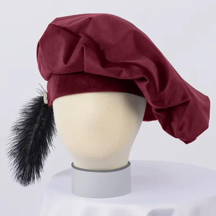 Béret Tudor en polyester pour costumes médiévaux et reconstitution historique homme Renaissance Elizabethaine casquette de minstre de la cour occasions spéciales