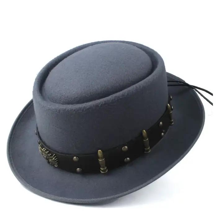 Chapeau Pork Pie pour Hommes et Femmes avec Ceinture Punk