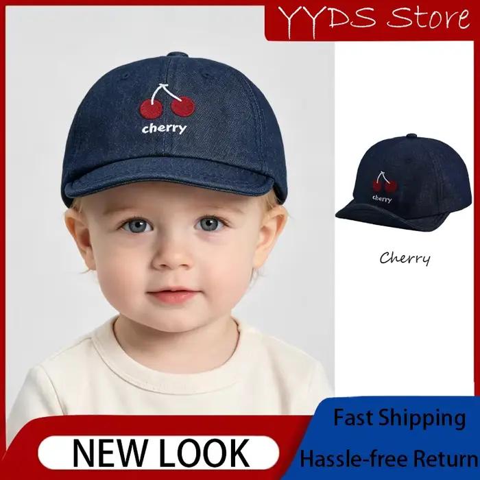 Casquette de baseball souple brodée cerises printemps-été