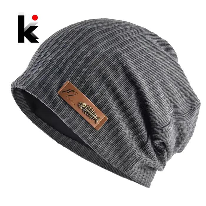 Bonnet tricoté avec Logo en os de poisson pour homme et femme
