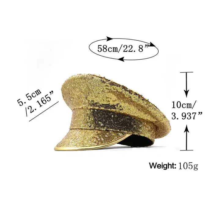 Chapeau militaire de mariée à paillettes pour femmes