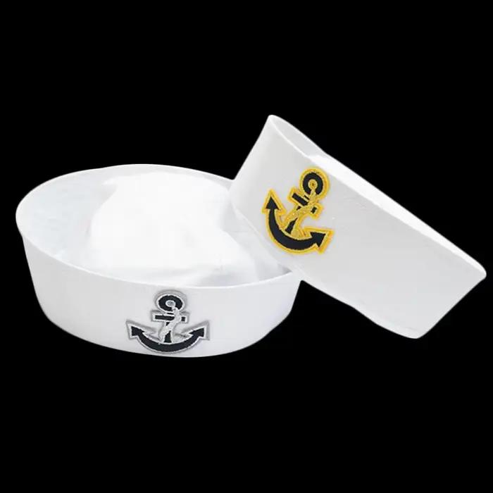 Chapeau blanc de capitaine marin, casquette marine, chapeau militaire avec ancre, déguisement nautique marin, costume de cosplay, occaseions de performance et de voyage
