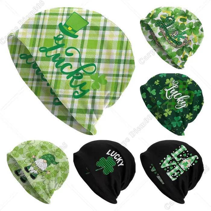 Bonnet en tricot vert Tartan pour hommes et femmes