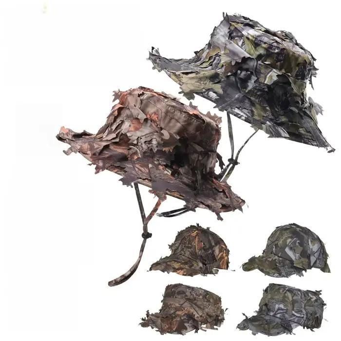Chapeaux Boonie Camouflage Homme Feuilles 3D Casquettes Tactiques Camo