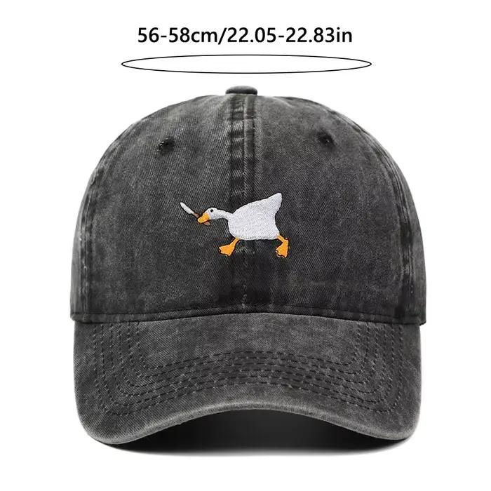 Casquette de baseball unisexe brodée motif oie blanche