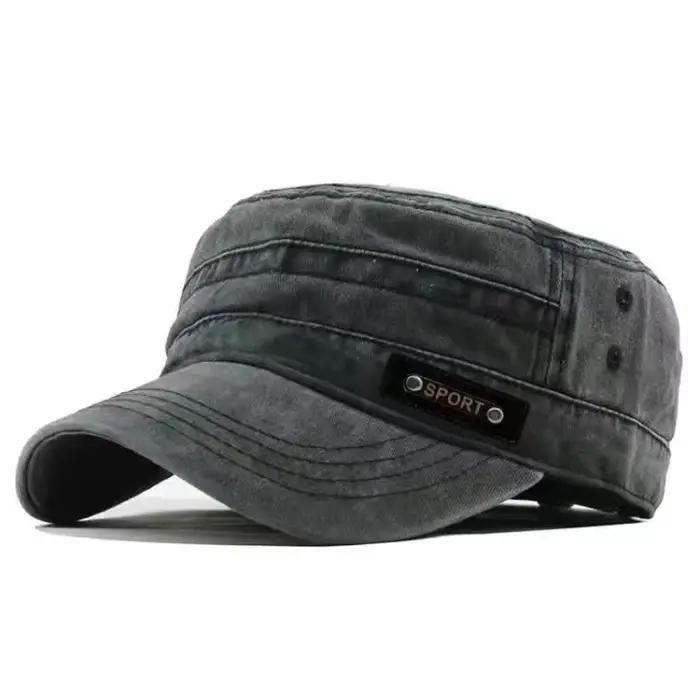 Casquette plate décontractée en coton délavé