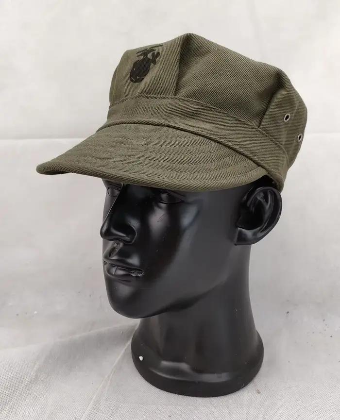 Casquette militaire verte HBT vintage USMC (Corps des Marines du Pacifique) de la Seconde Guerre mondiale