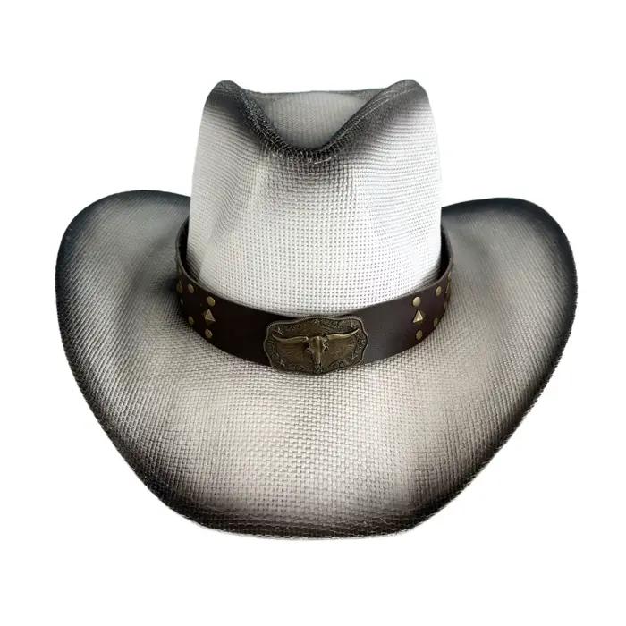 Chapeaux de Cowgirl décoratifs avec ceinture de tête de vache pour femmes et hommes