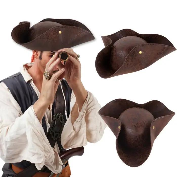 Chapeau de pirate en faux cuir pour hommes et femmes