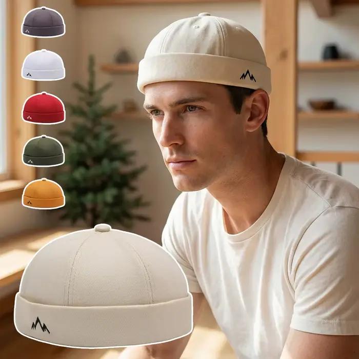 Casquette Docker Vintage Décontractée Bonnet sans Visière Unisexe Brodé Casquette Dôme Couleur Unie Pour Hommes Femmes Occasions Spéciales