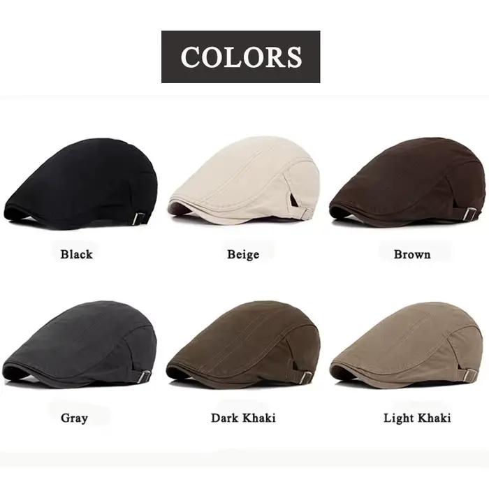 Béret décontracté en coton lavé uni pour hommes et femmes, avec visière plate, couleur solide, style sportif, protection solaire, ajustement réglable, idéal pour printemps et été