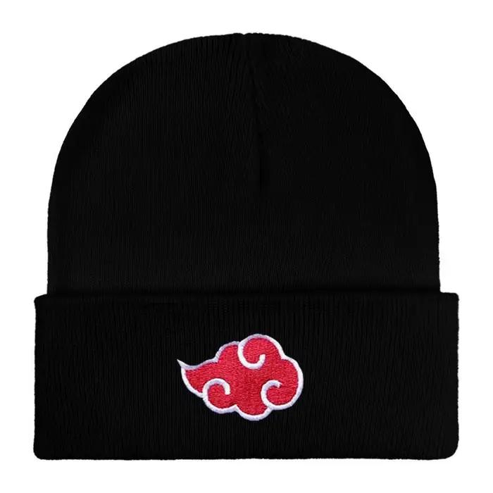 Naruto Akatsuki rouge nuage dessin animé bonnets brodés tricoté Skullies automne hiver chaud laine chapeau Gengar
