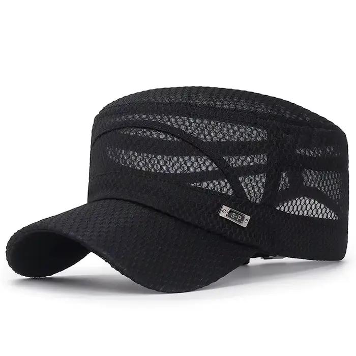 Casquette en maille polyester Iron Label chapeau militaire protection solaire été printemps occasionnels extérieurs unisexe style décontracté