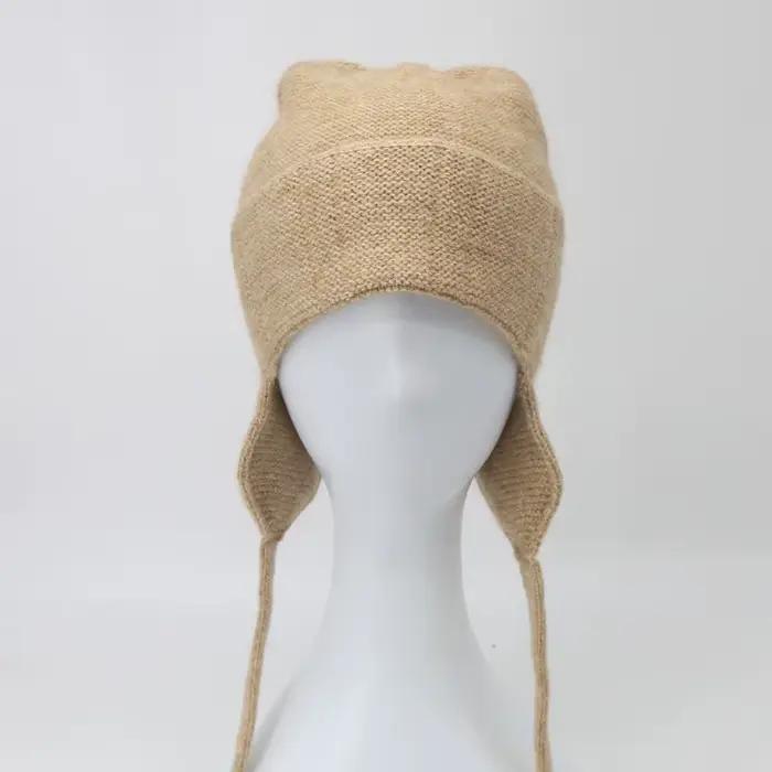2025 femmes casquettes cachemire tricot chapeau hiver garder les oreilles au chaud offre spéciale mode pur Pashmina Skullies bonnets casquette volante en gros