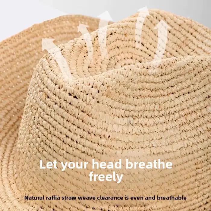 Chapeau de soleil en paille de raphia fait à la main pour femmes