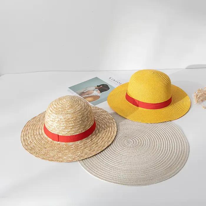 Chapeau de paille Anime Luffy pour hommes et femmes, casquette de cosplay de dessin animé, chapeau pare-soleil d'été, accessoire de performance pour garçons et adultes occasions spéciales