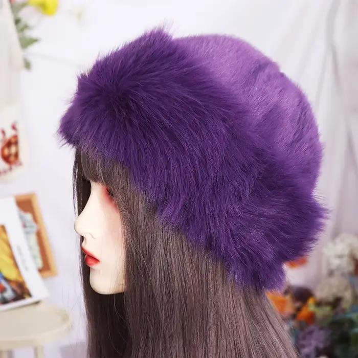 Chapeau Bob Coréen Tendance en Fausse Fourrure Épaisse