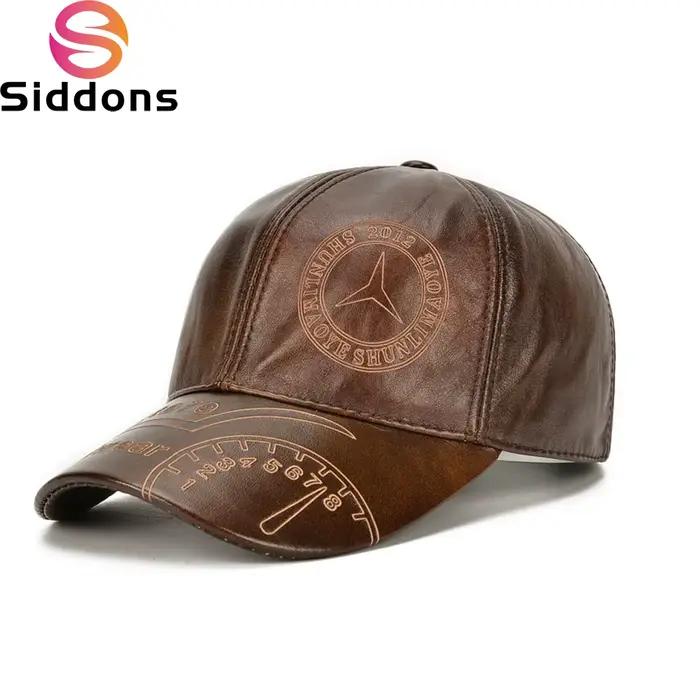Casquette de Baseball en cuir de vache véritable pour homme