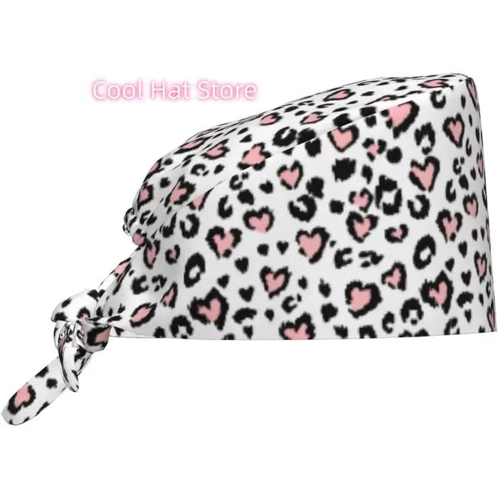 Casquette de travail léopard coeur rose pour femme