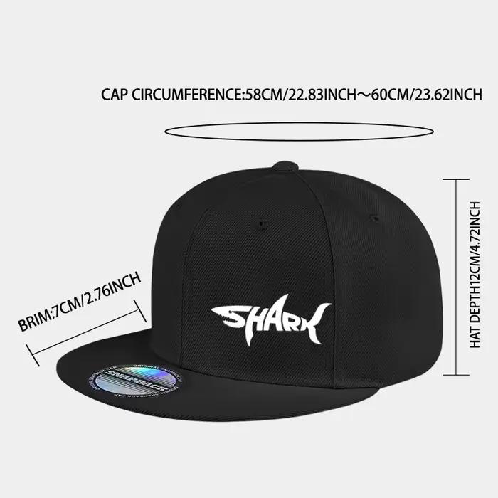 Casquette à visière plate avec imprimé lettre requin | Style streetwear hip-hop | Taille réglable