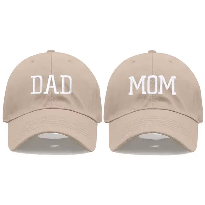 Casquette de Baseball en coton pur brodée DAD MOM pour hommes et femmes