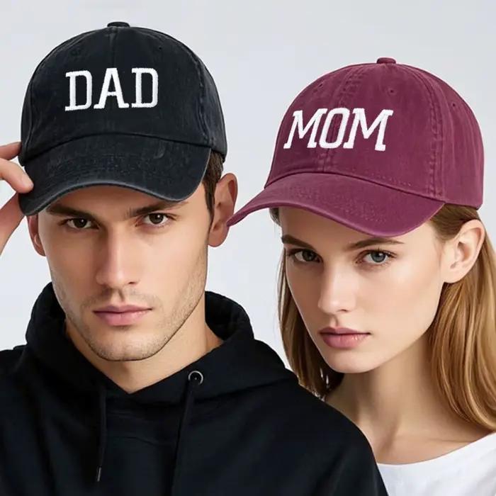 Casquette de Baseball en coton pur brodée DAD MOM pour hommes et femmes