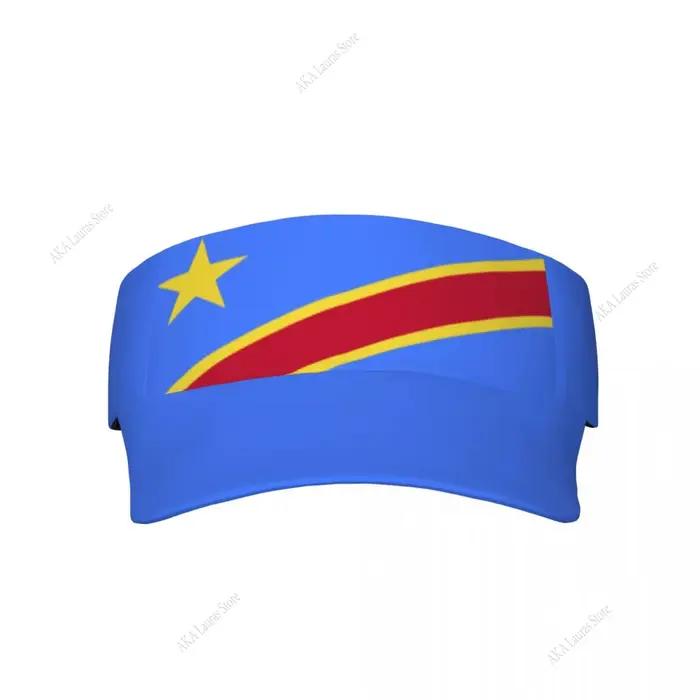 Casquette à visière supérieure vide avec drapeau de la république démocratique du Congo pour femmes et hommes