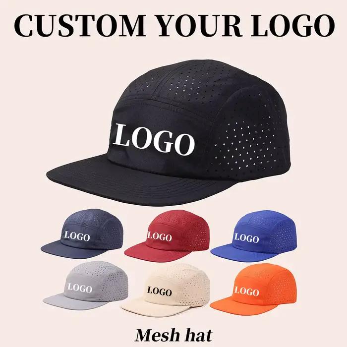 Casquette à 5 panneaux perforée personnalisée pour hommes