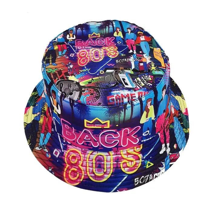 Chapeau Bob Réversible Classique Années 80 Protection Solaire Panama Femme Homme Été Anti-UV Décoratif Chapeaux de Pêcheur Unisexe Hiphop