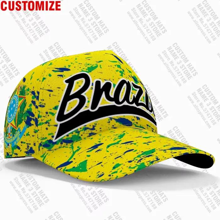 Casquette de baseball du Brésil avec nom, numéro et logo pour hommes et femmes, idéale pour supporter l'équipe nationale, voyages, matchs de football et occasions spéciales