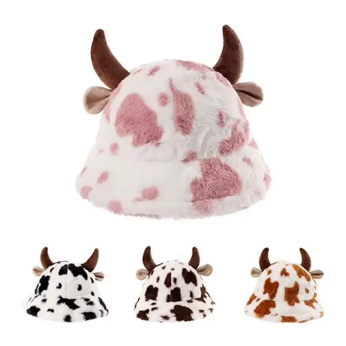 Chapeau de seau en polyester doublé en polaire pour femmes, style coréen, imprimé animal de compagnie, confort hivernal, occassions extérieures