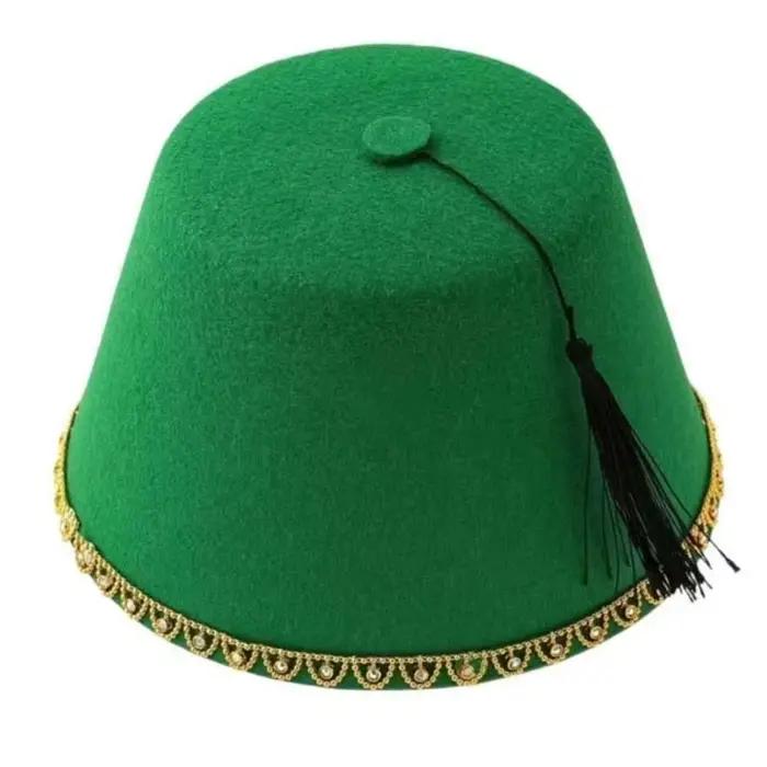 Chapeau Fez Rond Universel en Feutre Respirant Rouge Tarboosh