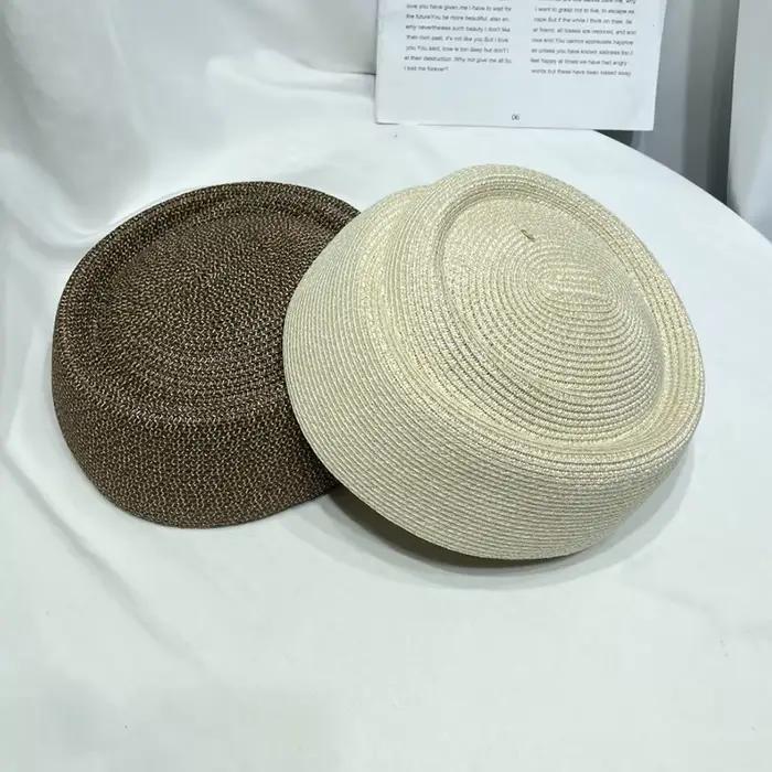 Femmes casquette de paille été béret français chapeau tissé