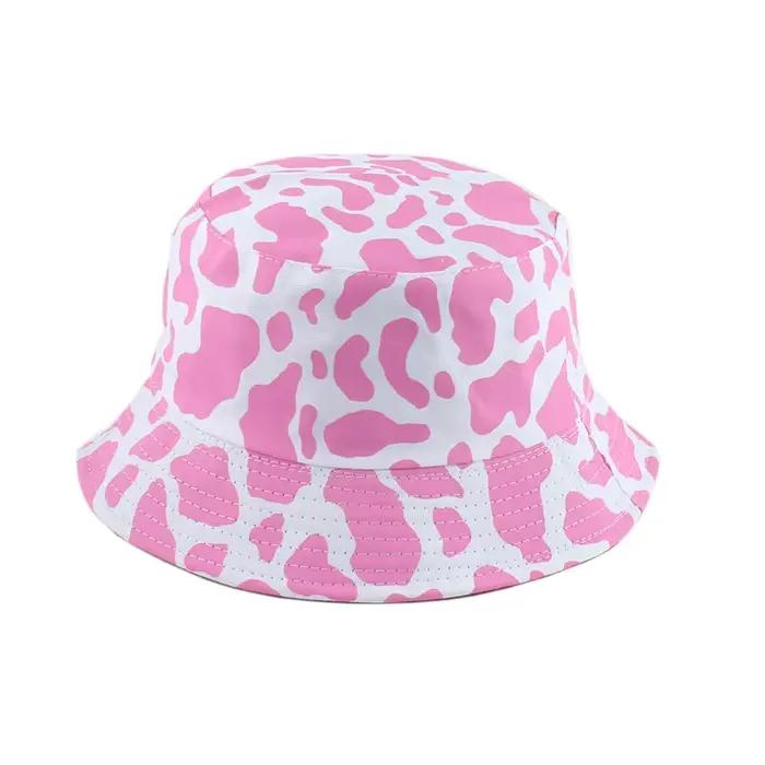 Casquette de pêche réversible pour femme imprimée vache rose, chapeau de seau multicolore, style sport et moderne pour femmes, printemps, été, automne