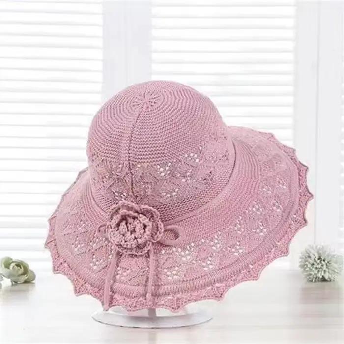Chapeau de soleil respirant de style français avec large bord en crochet