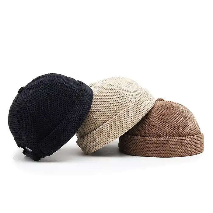 Casquette Docker rétro sans visière unisexe en polyester pour homme et femme ajustable couleur unie vintage mode sport activités plein air occasions quotidiennes