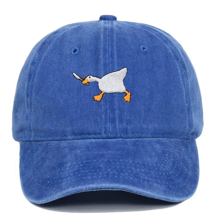 Casquette de baseball unisexe brodée motif oie blanche