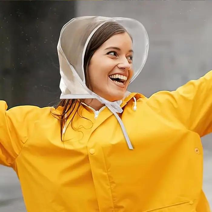 Chapeau de pluie transparent réutilisable pour femmes avec visière, protection contre les intempéries, ajustement universel, pour fêtes, révélation du sexe, shopping, jardinage, plage