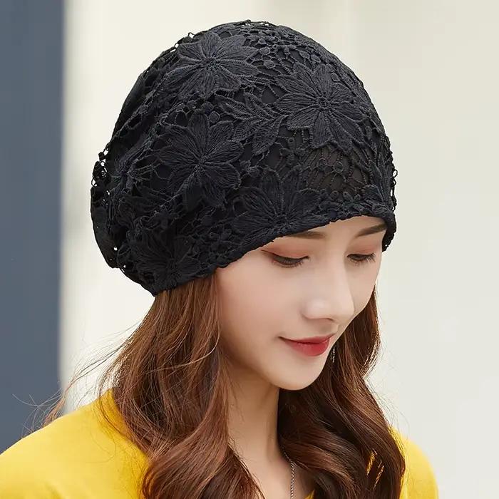 Nouveau Bonnet pour femmes creux grande fleur Skullies chapeau été respirant chapeaux de soleil rue mode